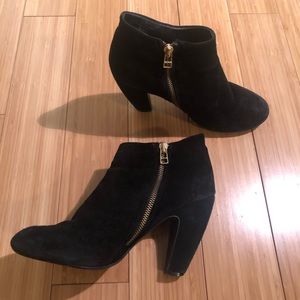 3 1/2 inch black suede booties